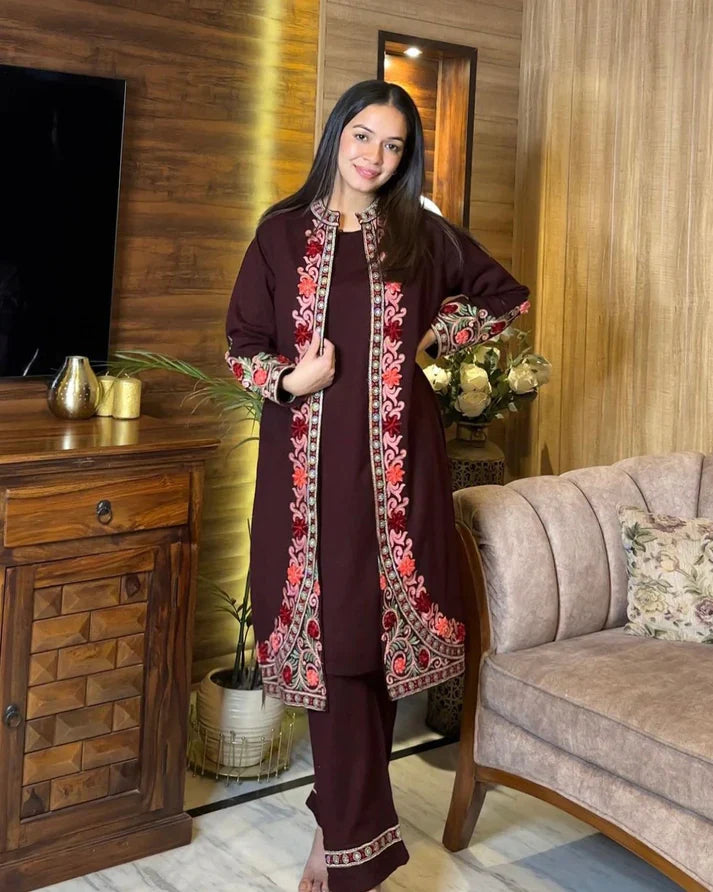 MARYAM&#39;S CLOSET 3 Pc Gown Embroidery Dress